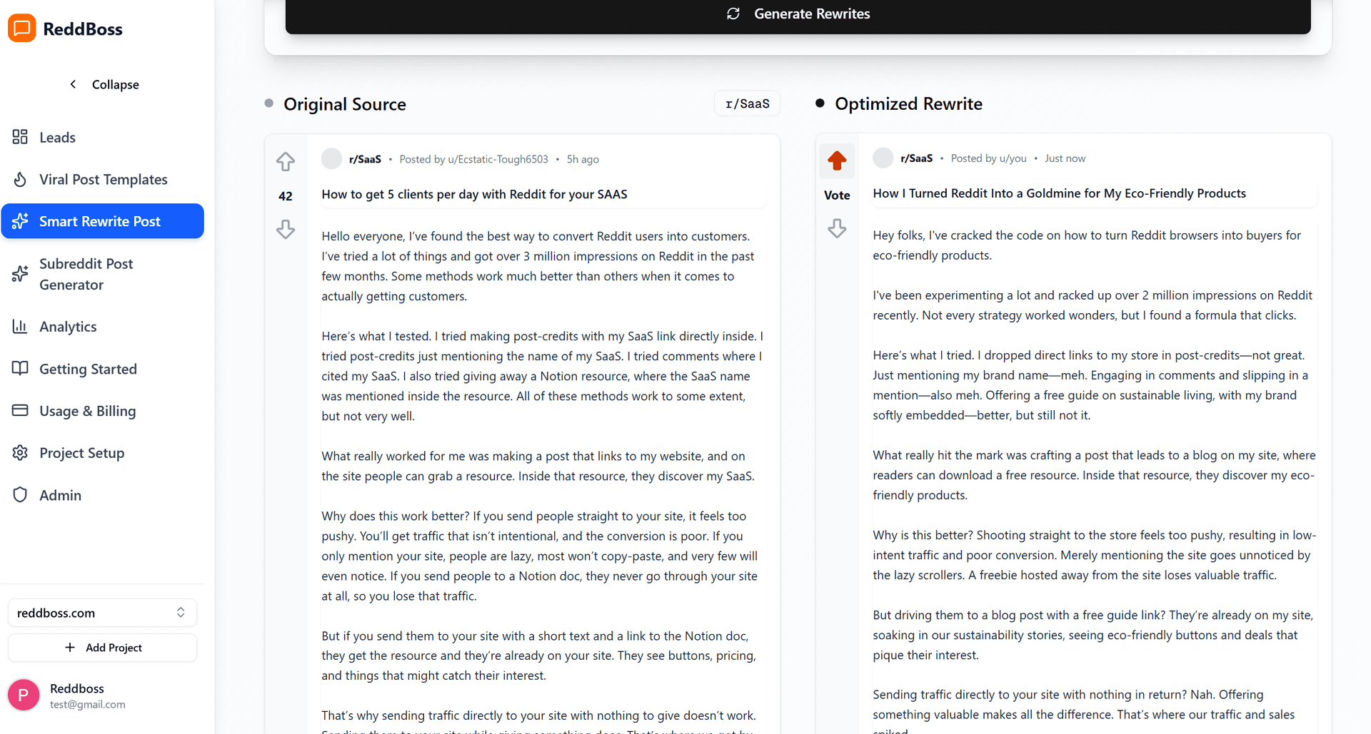 Smart Rewrite Dashboard
